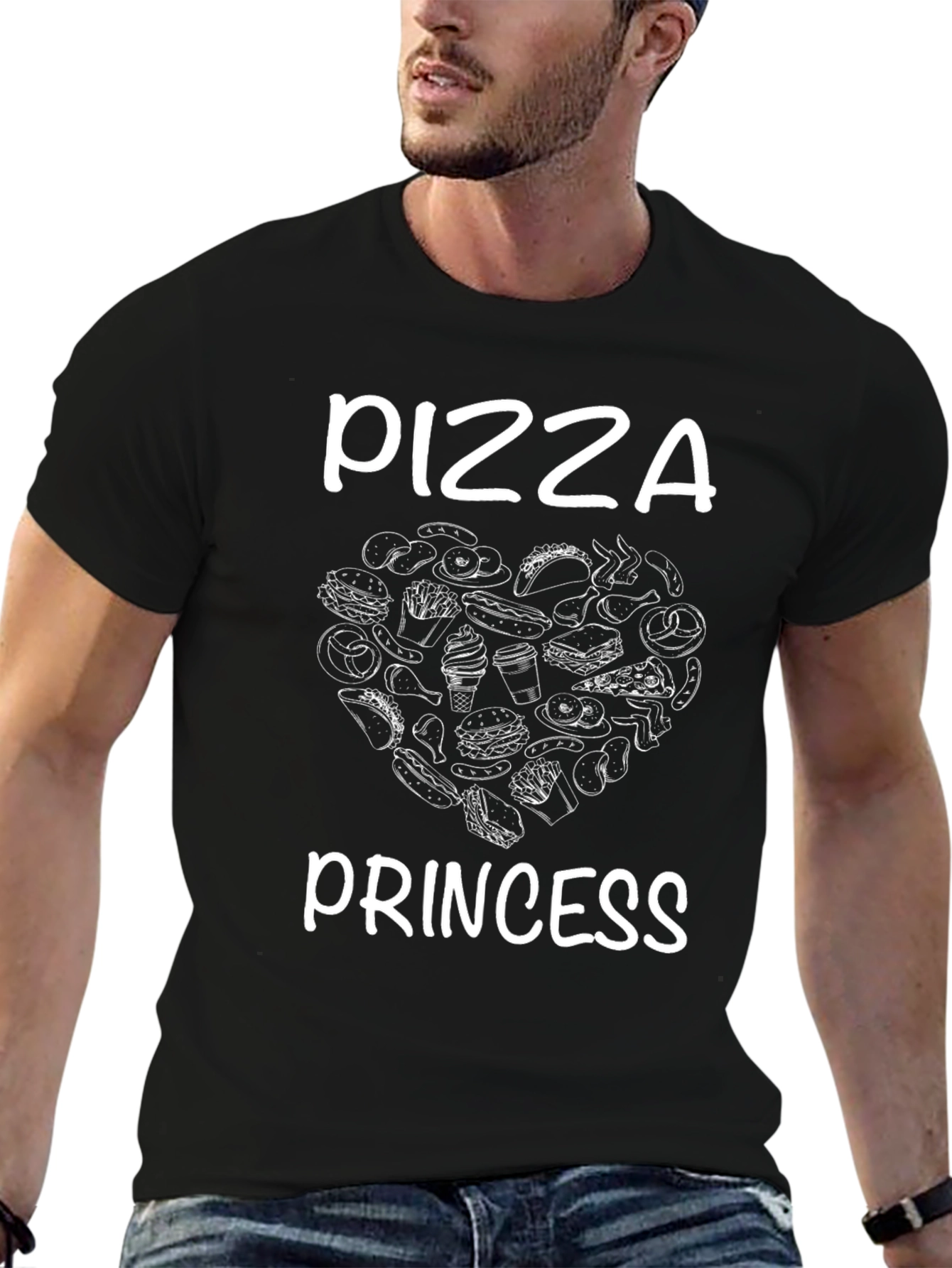 Pizza Princess Black Graphic T-Shirt