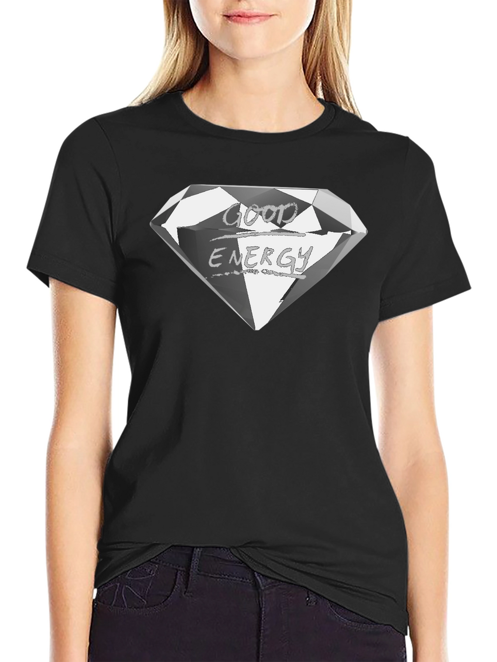 Good Energy Diamond Graphic Tee - Premium Black Shirt
