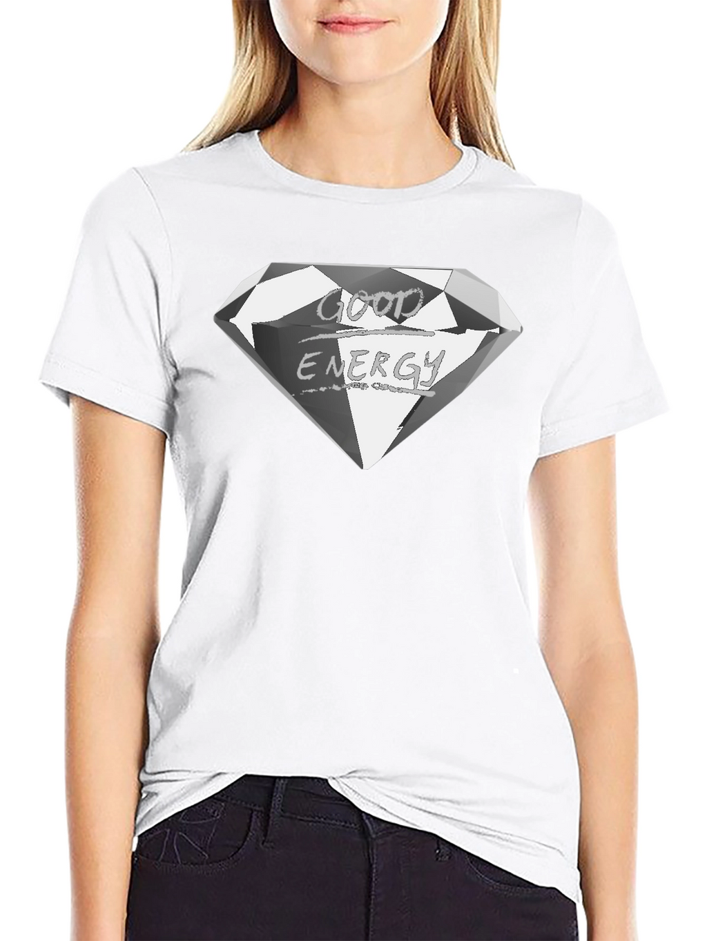 Good Energy Diamond Graphic Tee - Premium Black Shirt