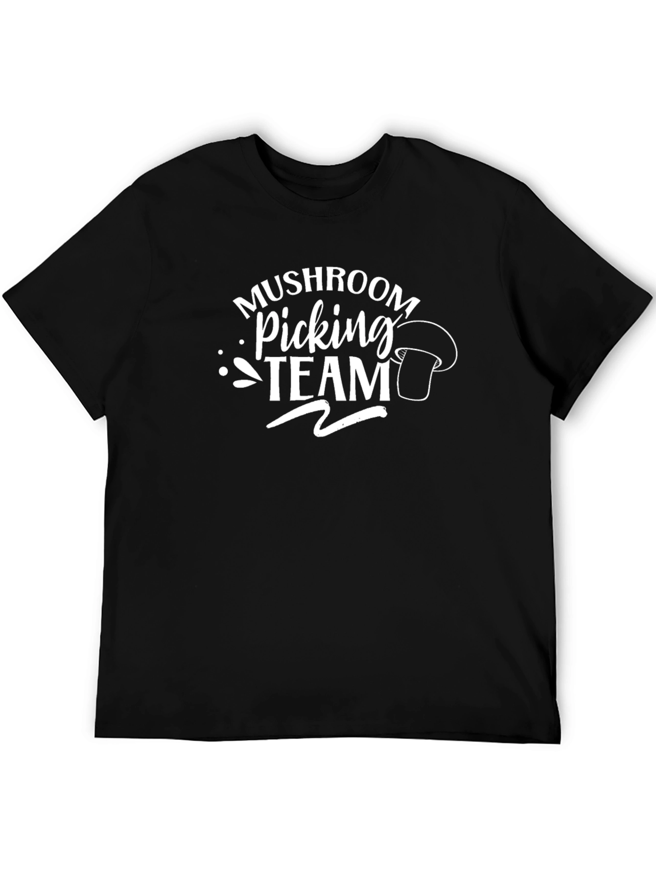 Mushroom Picking Team T-Shirt - Black Crew Neck Tee