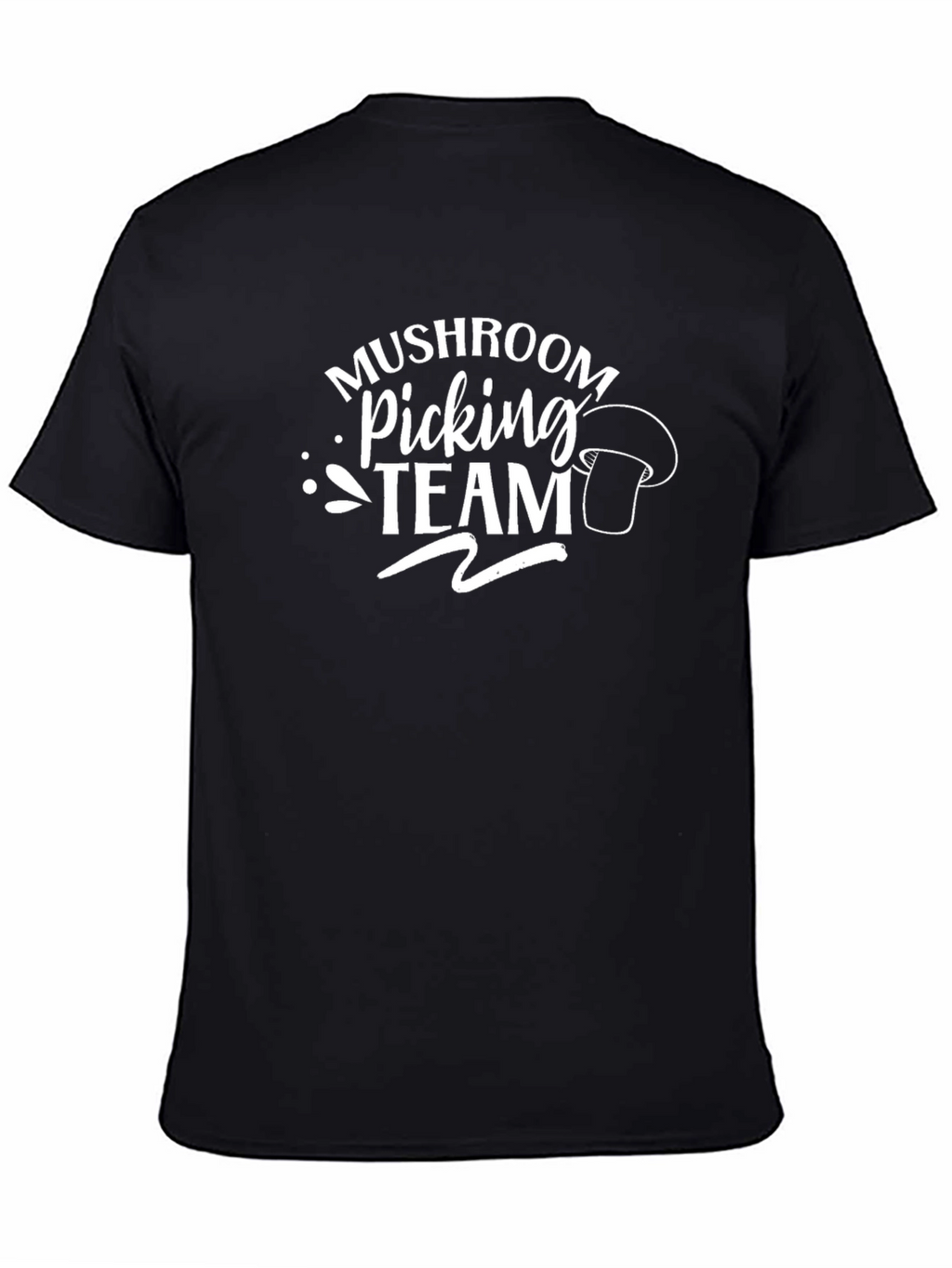 Mushroom Picking Team T-Shirt - Black Crew Neck Tee