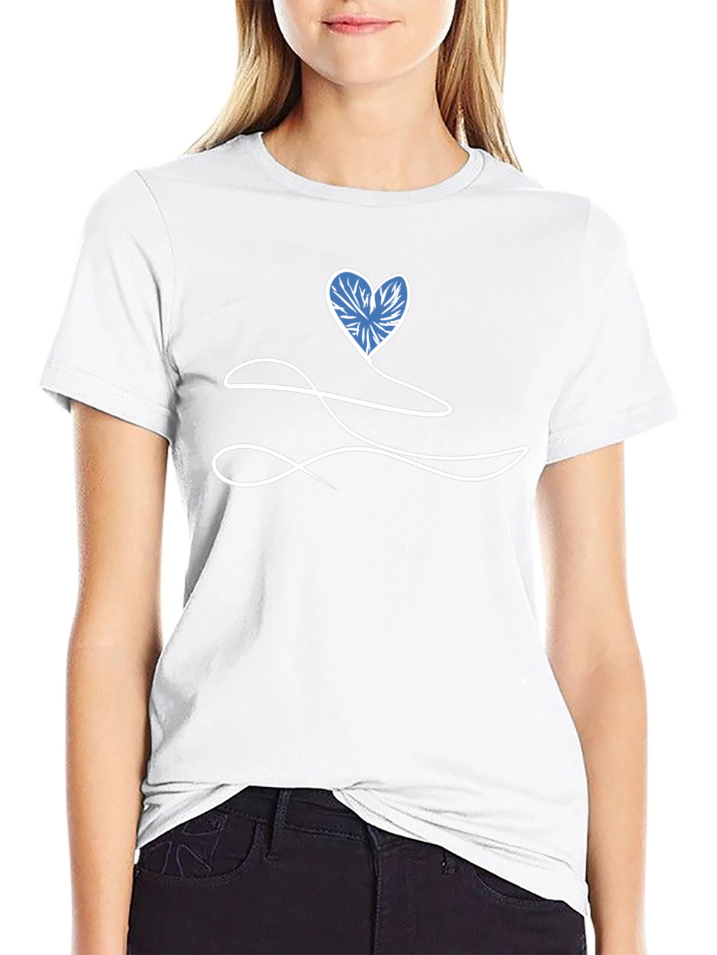 Heart Line Art Black T-Shirt