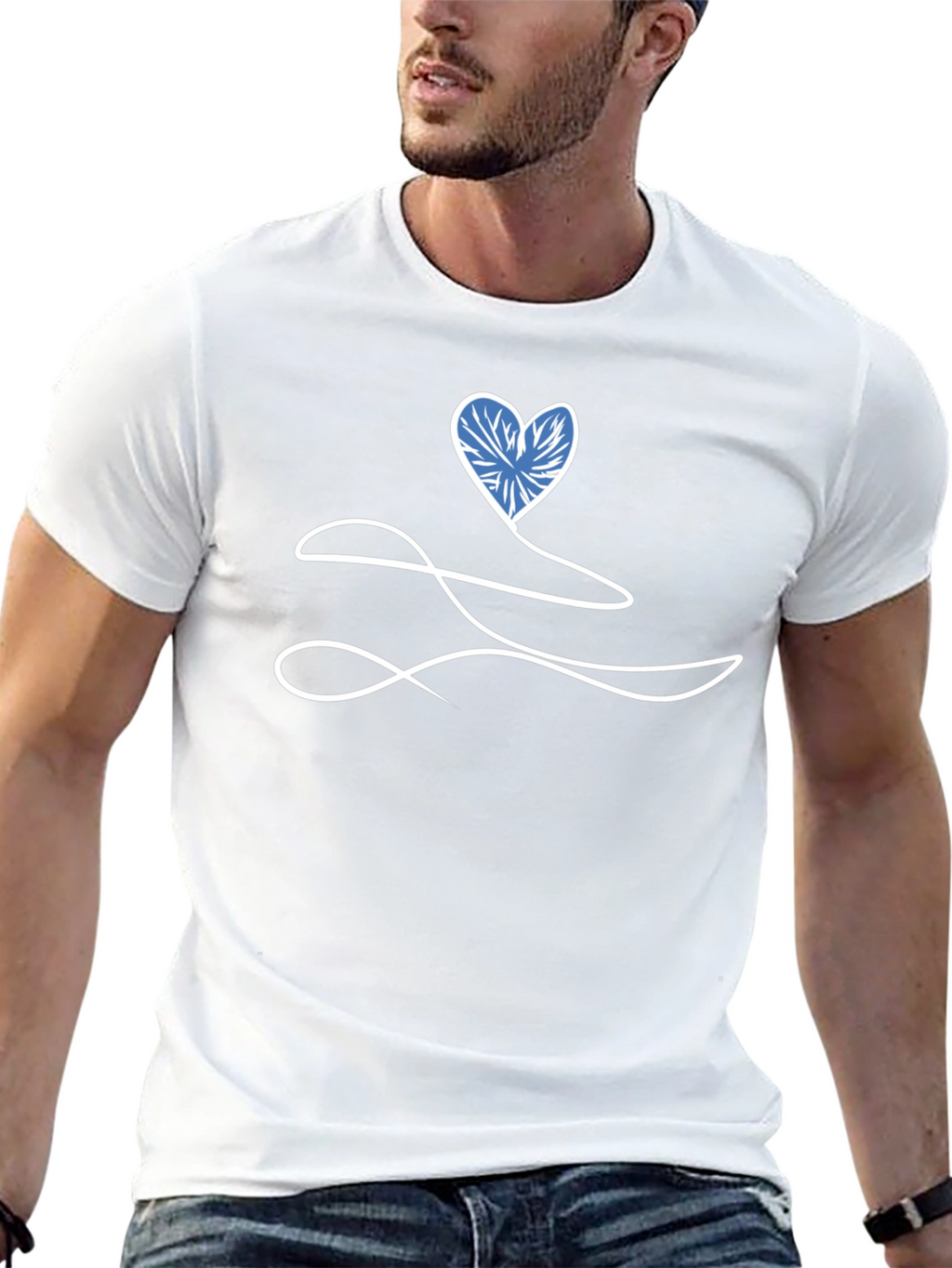 Heart Line Art Black T-Shirt