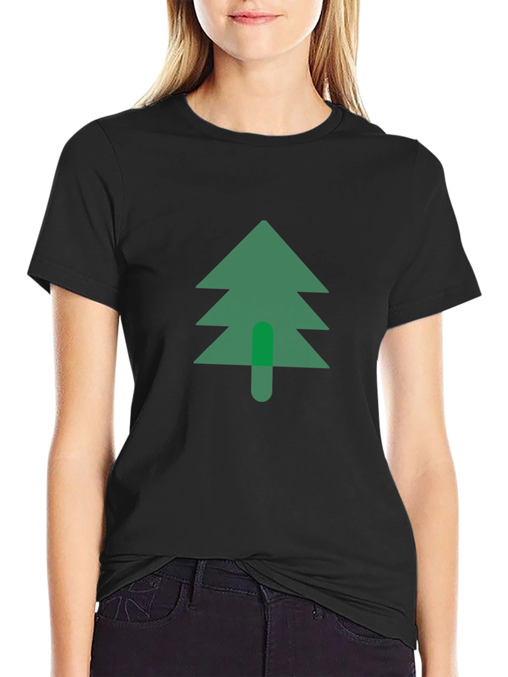 Green Tree Graphic Black T-Shirt