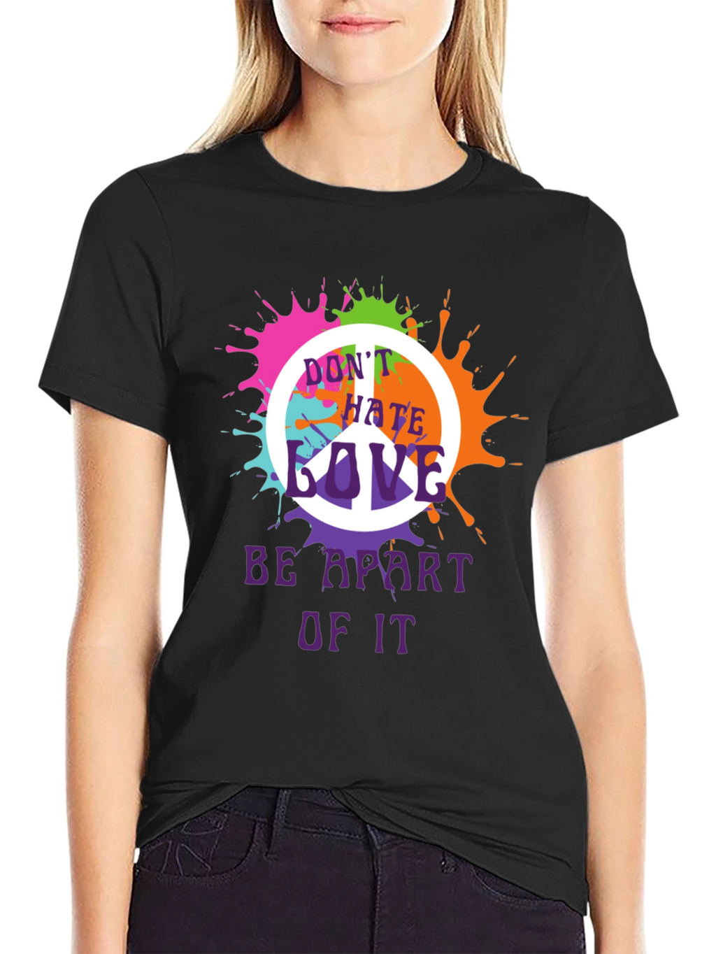 Peace Sign Splatter Graphic T-Shirt