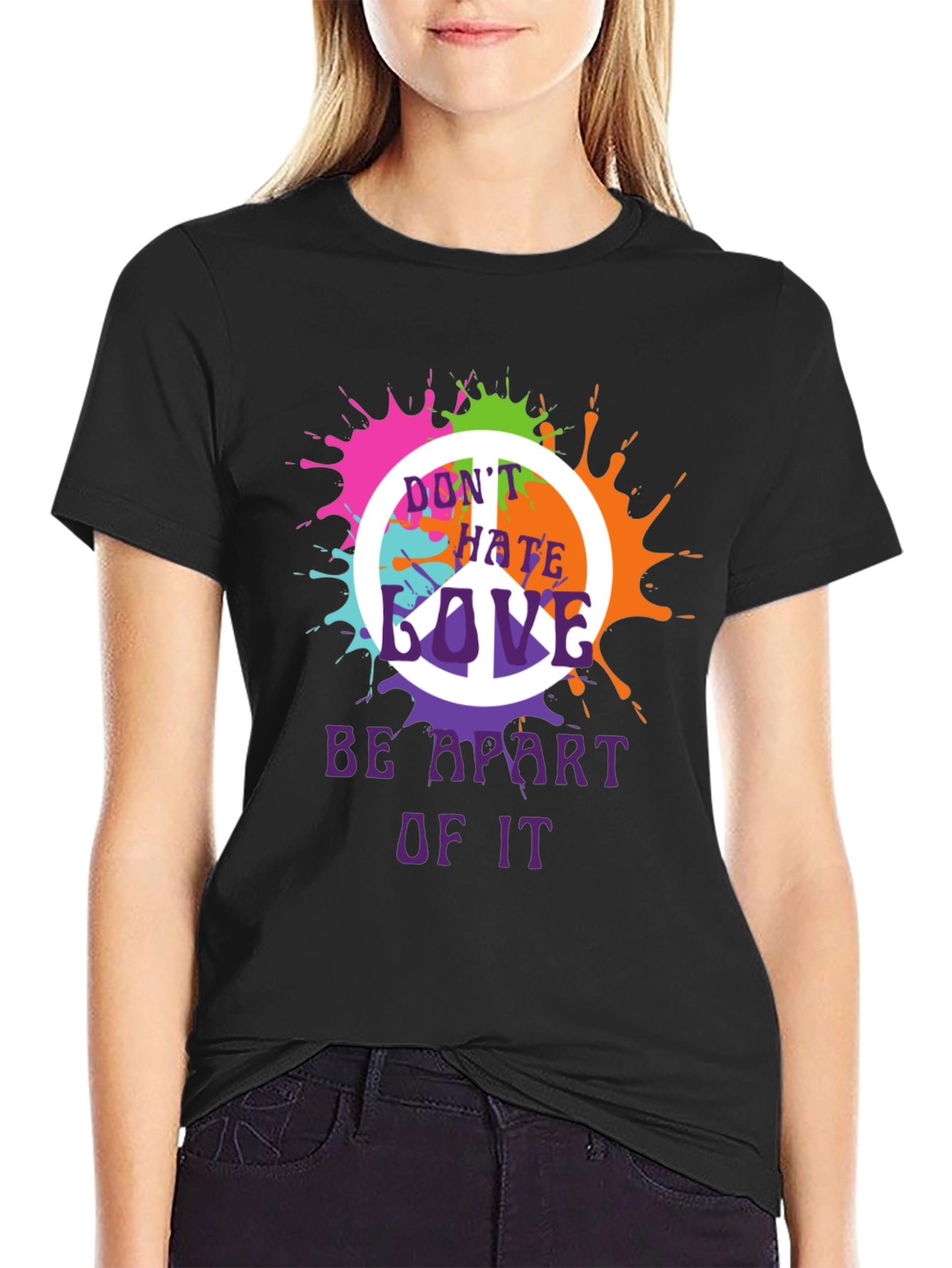 Peace Sign Splatter Graphic T-Shirt
