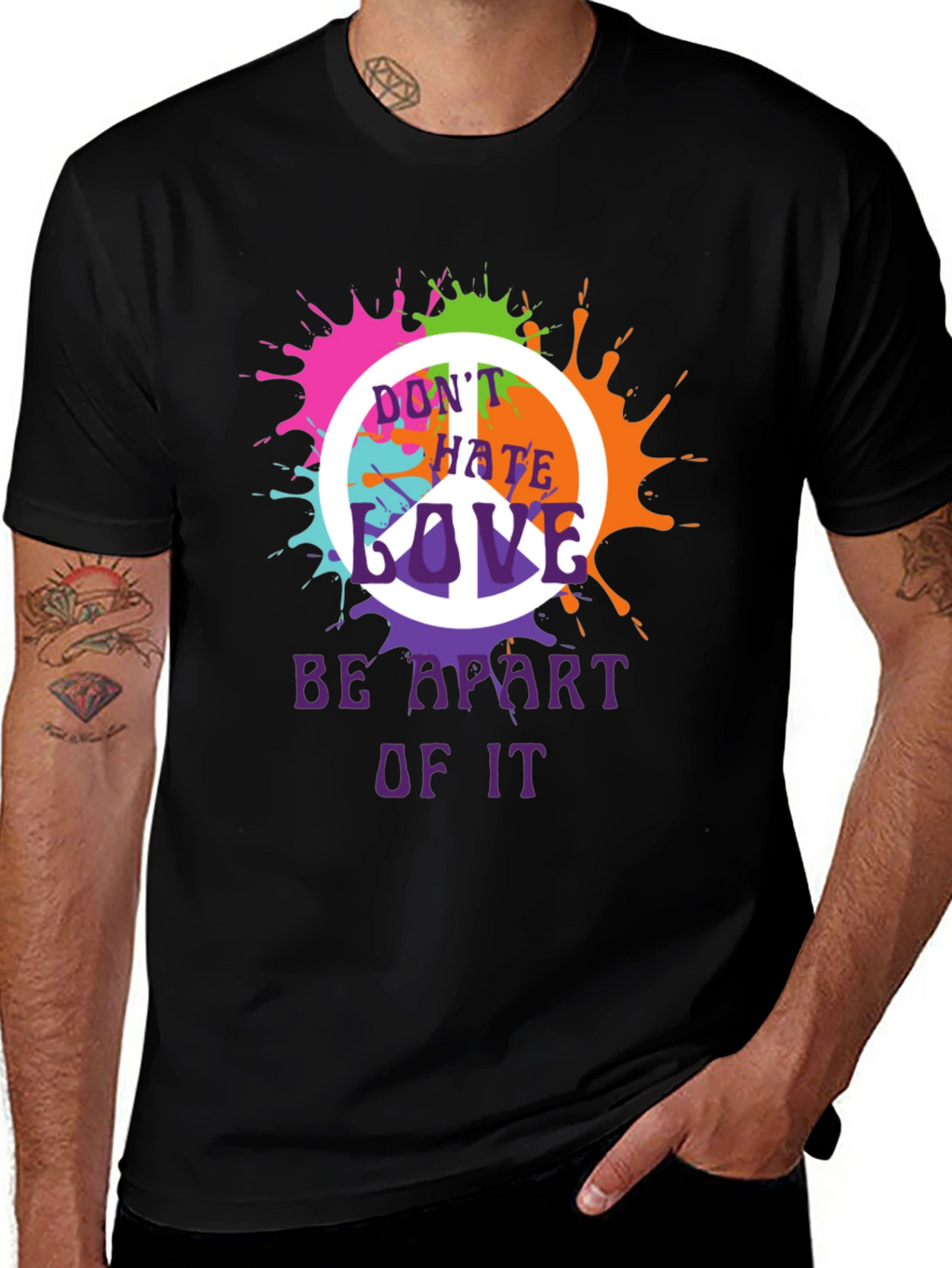 Peace Sign Splatter Graphic T-Shirt