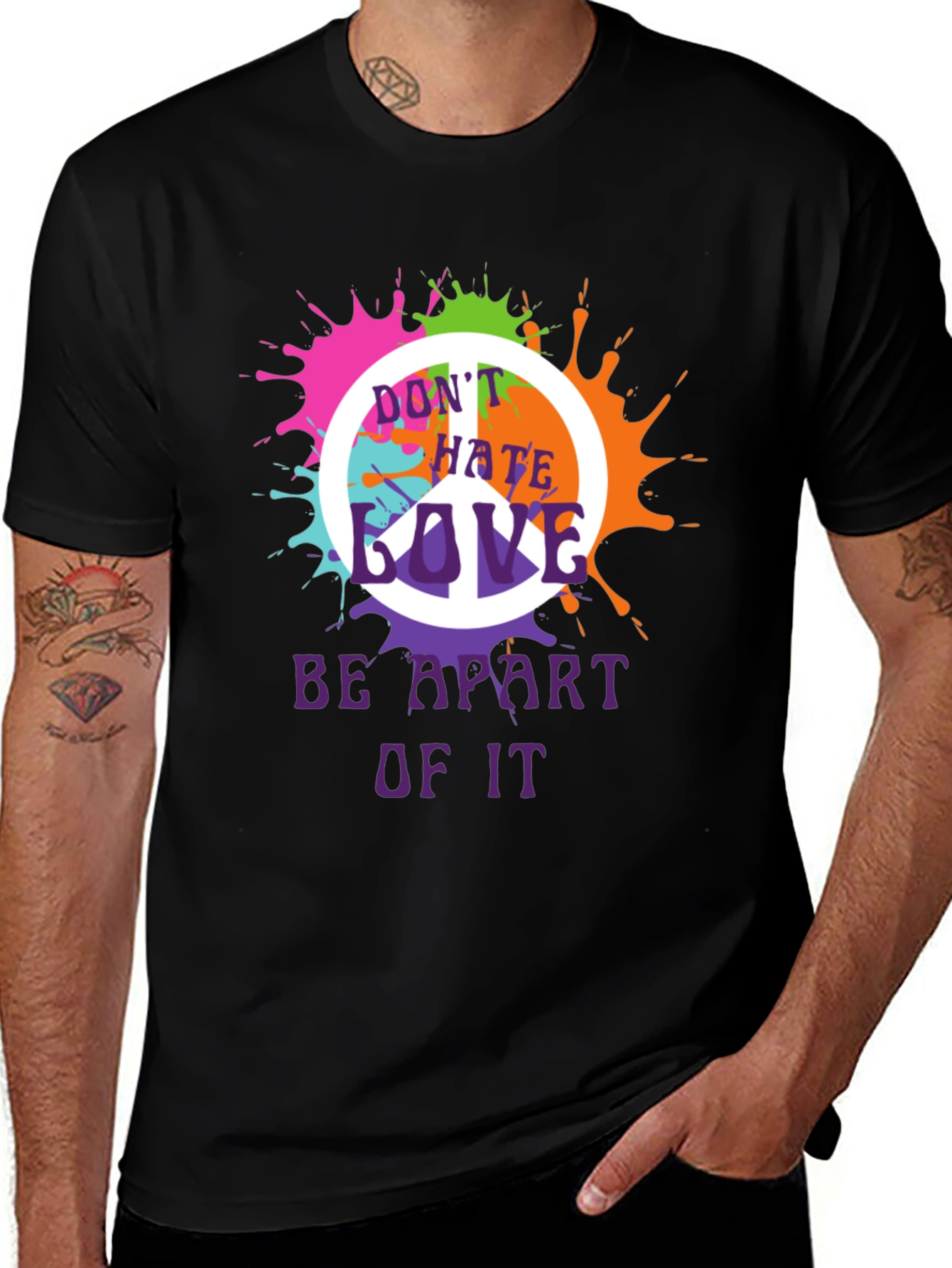 Peace Sign Splatter Graphic T-Shirt