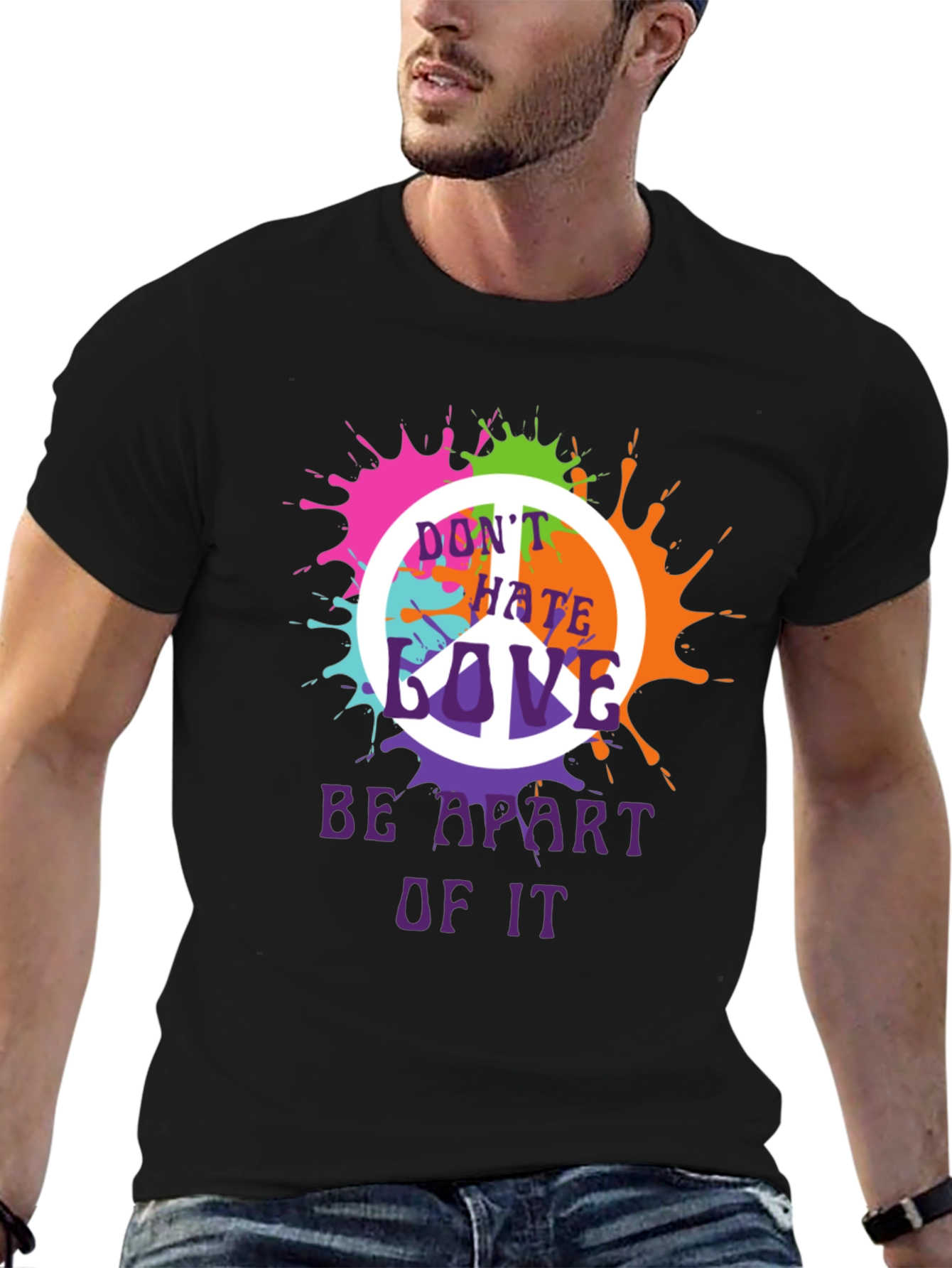 Peace Sign Splatter Graphic T-Shirt