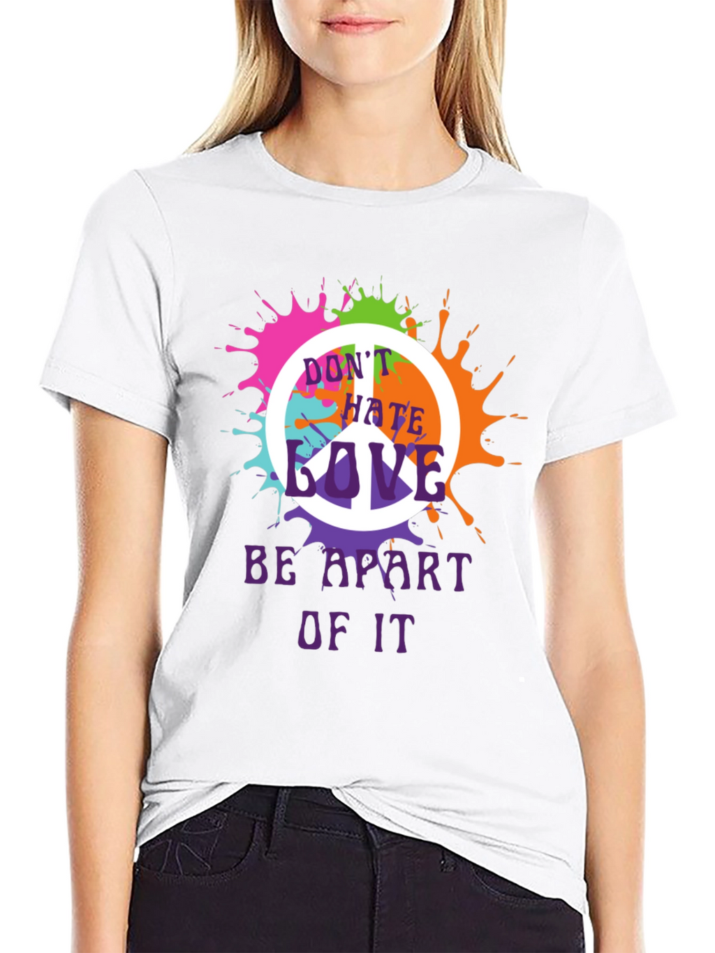 Peace Sign Splatter Graphic T-Shirt