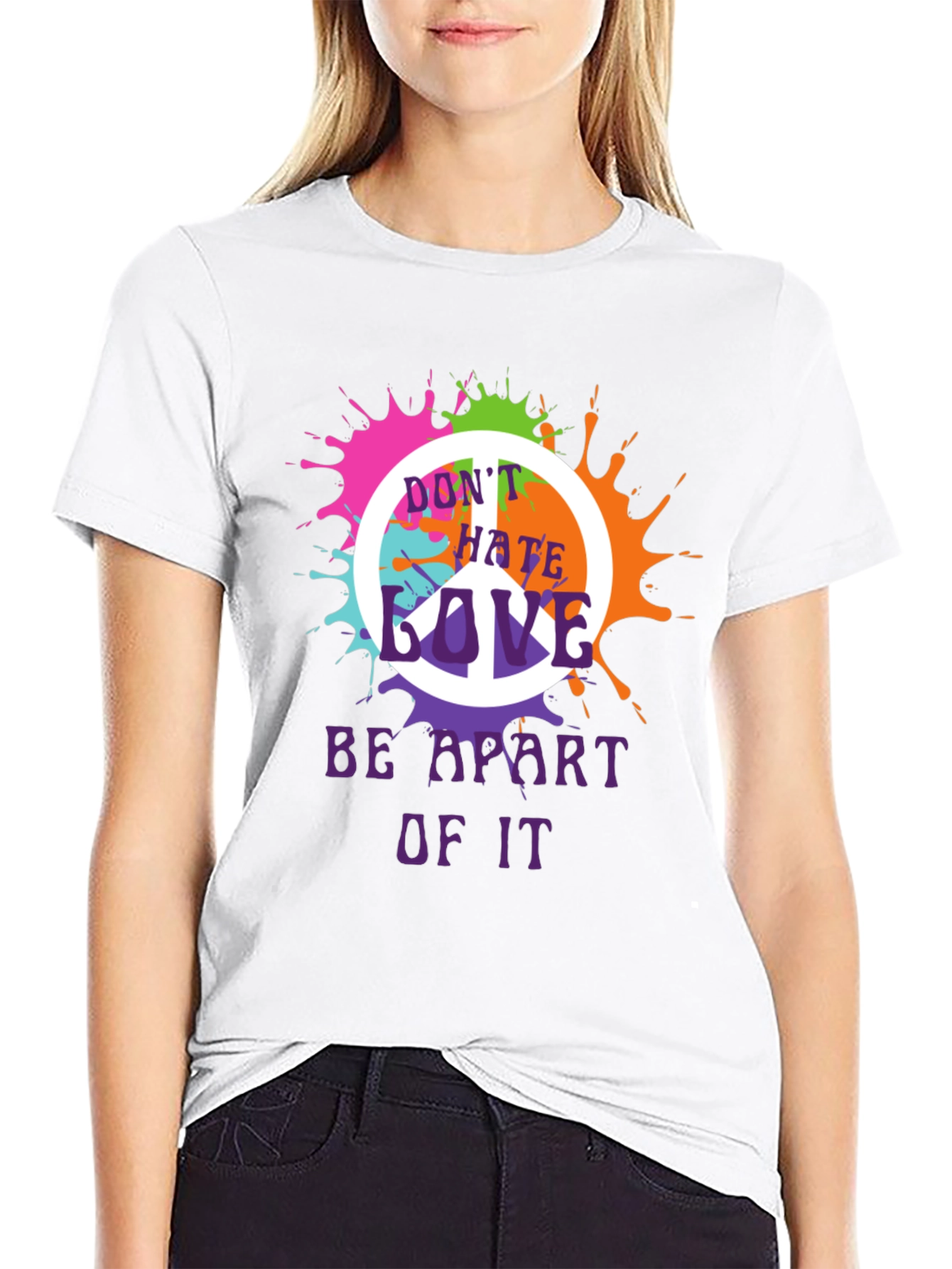 Peace Sign Splatter Graphic T-Shirt