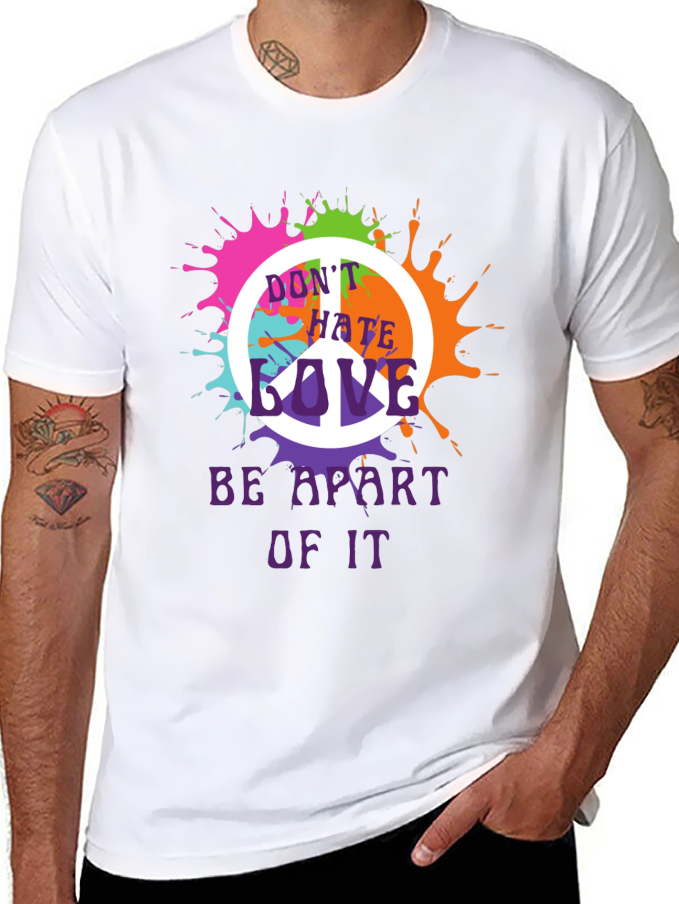 Peace Sign Splatter Graphic T-Shirt