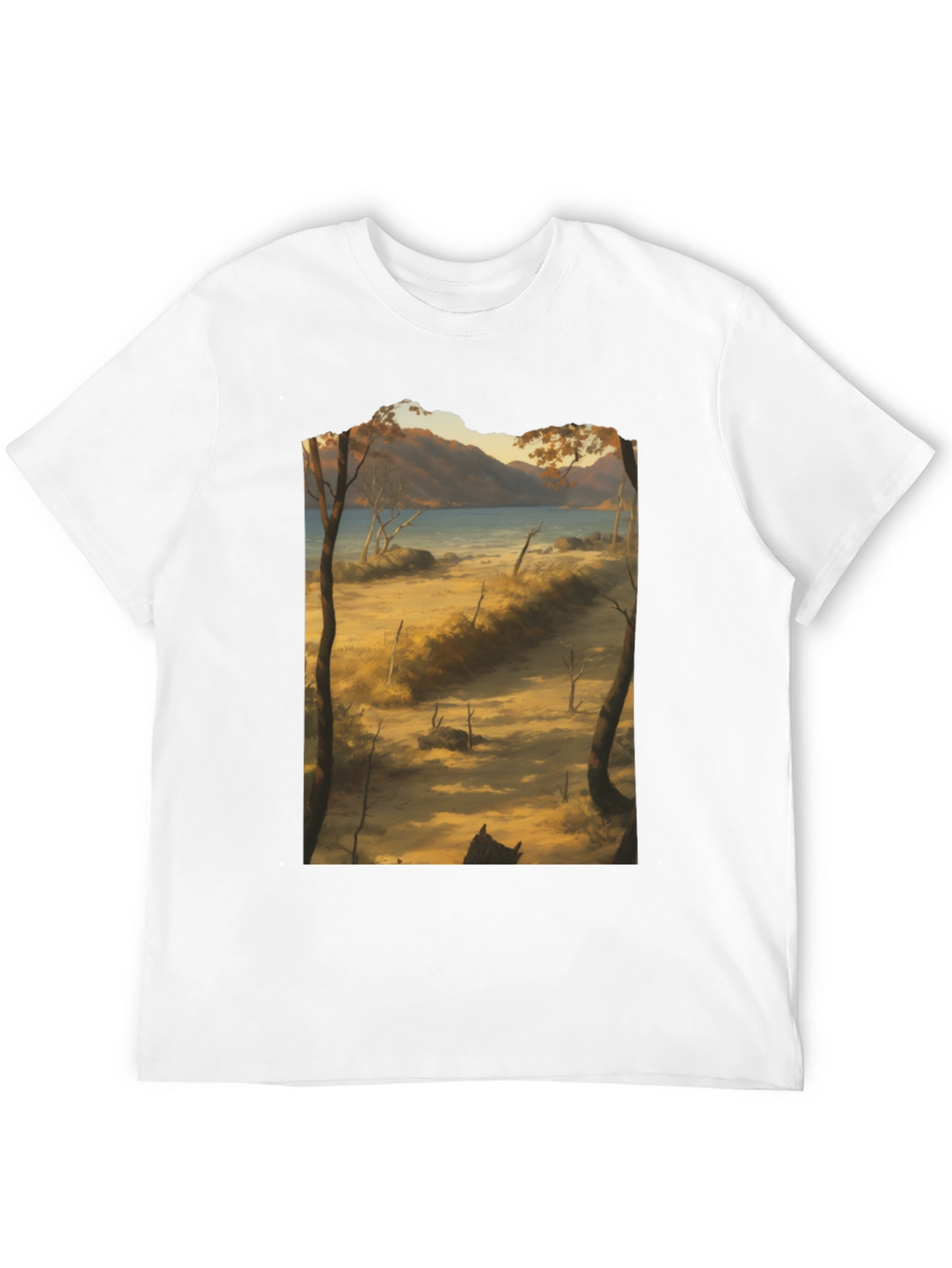 Scenic Landscape Graphic Tee - Black Cotton T-Shirt