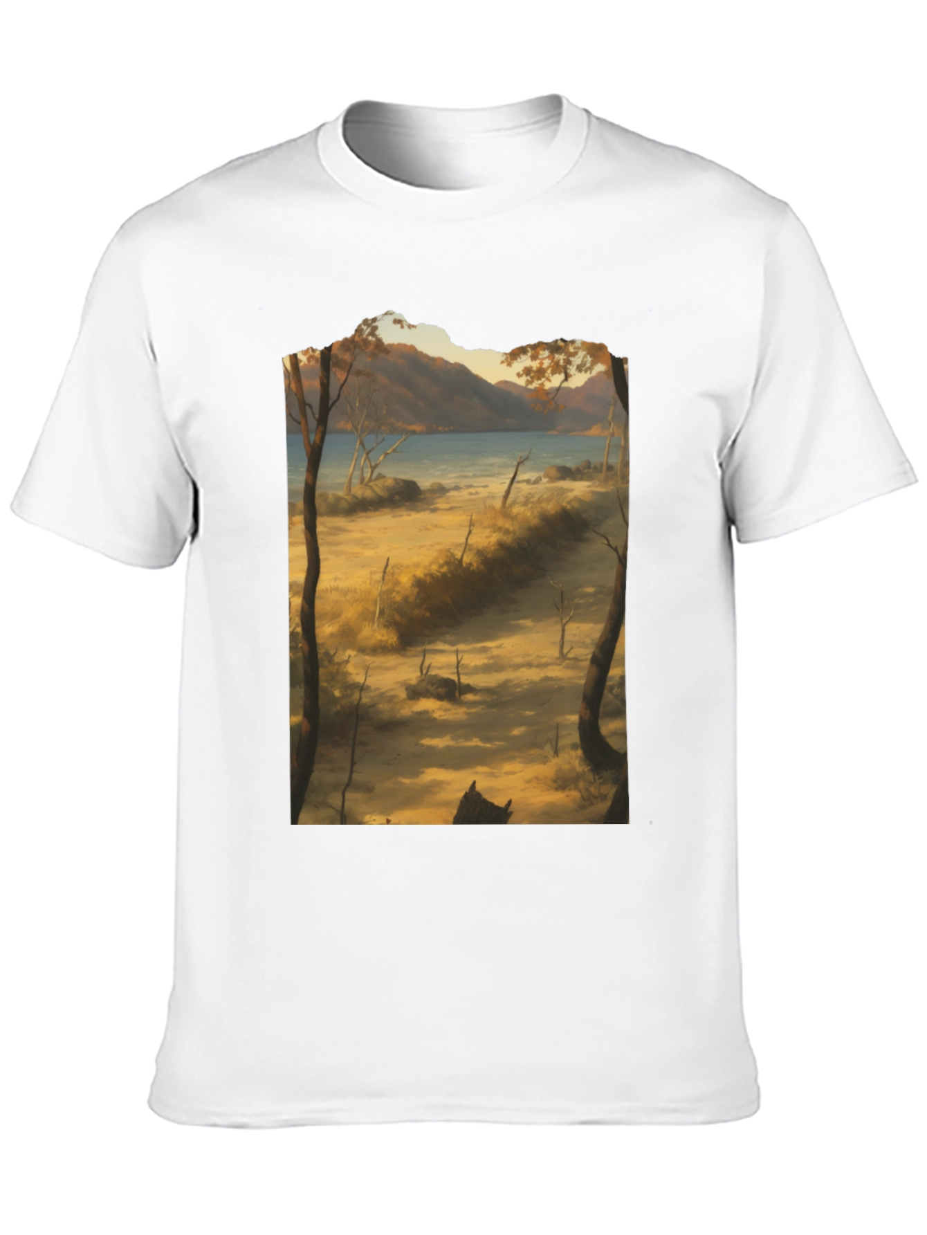 Scenic Landscape Graphic Tee - Black Cotton T-Shirt