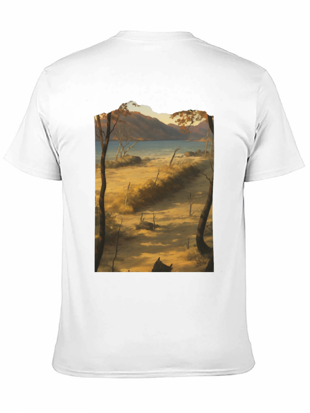Scenic Landscape Graphic Tee - Black Cotton T-Shirt