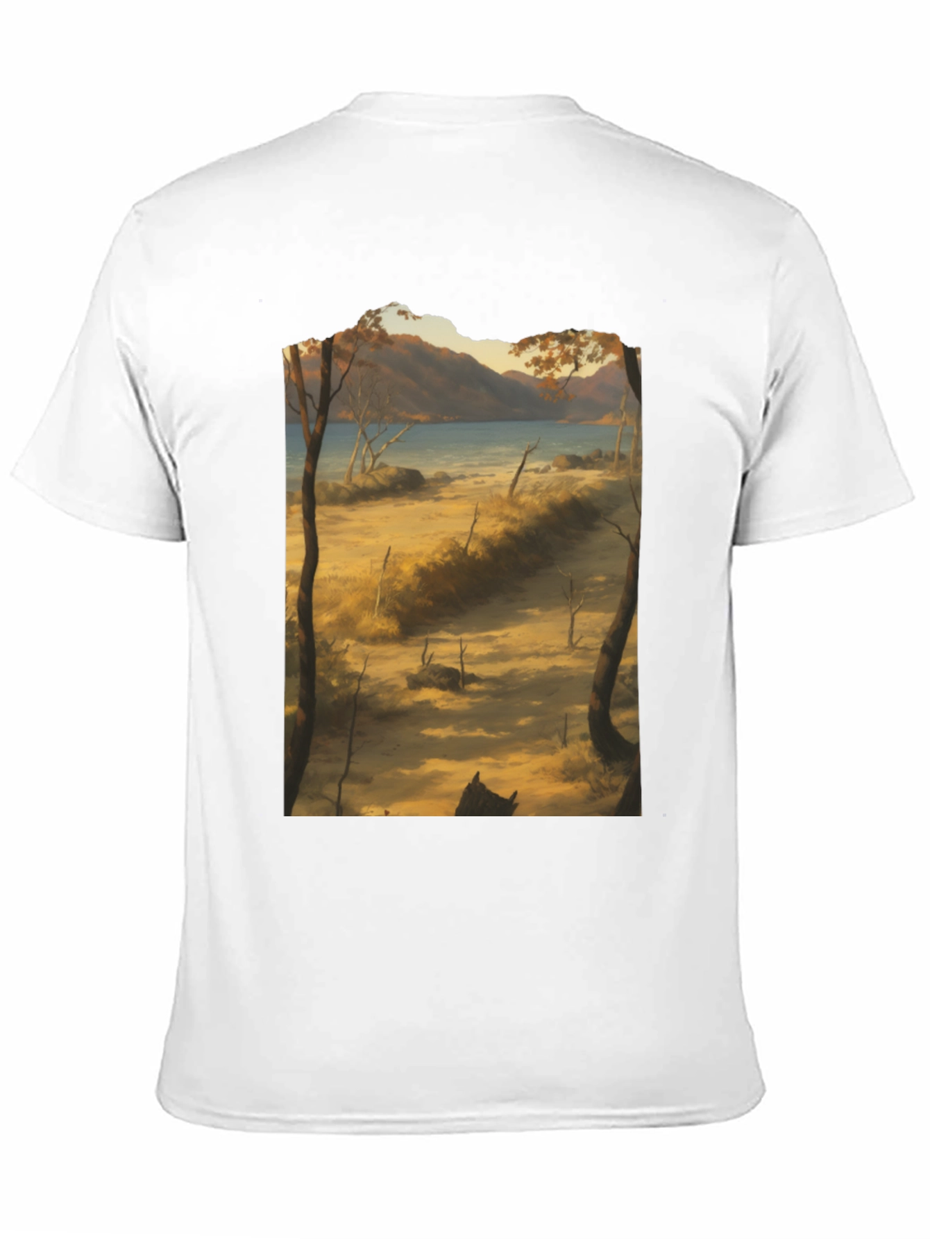 Scenic Landscape Graphic Tee - Black Cotton T-Shirt