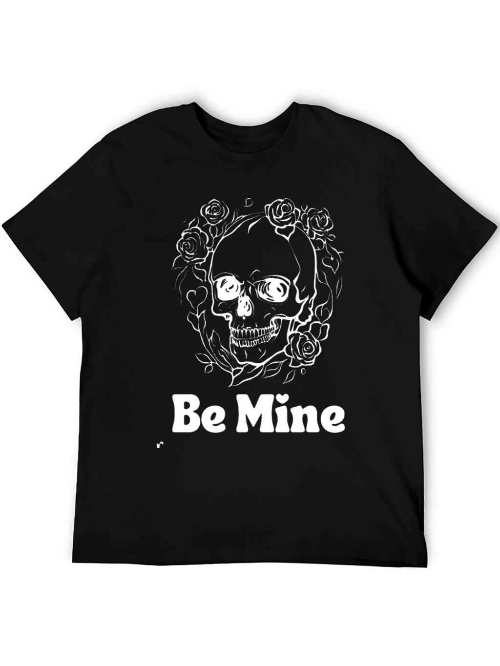 Be Mine Skull Rose Valentines Black T-Shirt