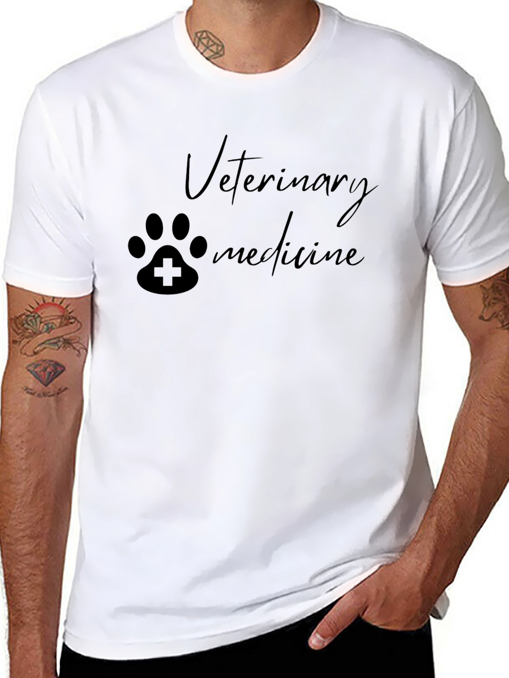Veterinary Medicine Paw Print T-Shirt - Black