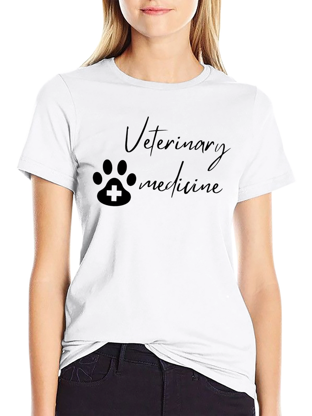 Veterinary Medicine Paw Print T-Shirt - Black