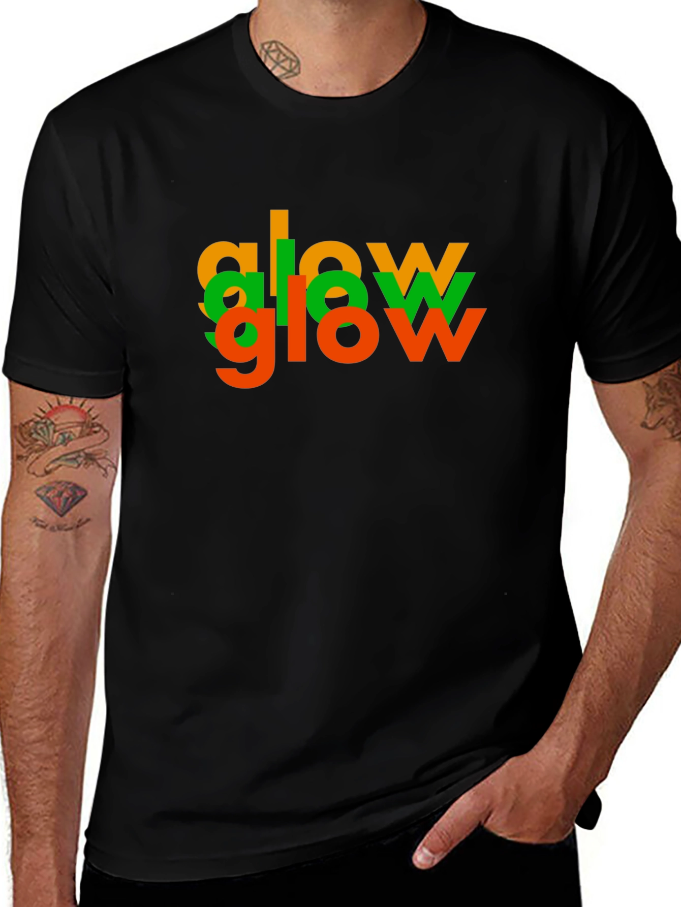 Glow Tri-Color Graphic Tee - Modern Black T-Shirt