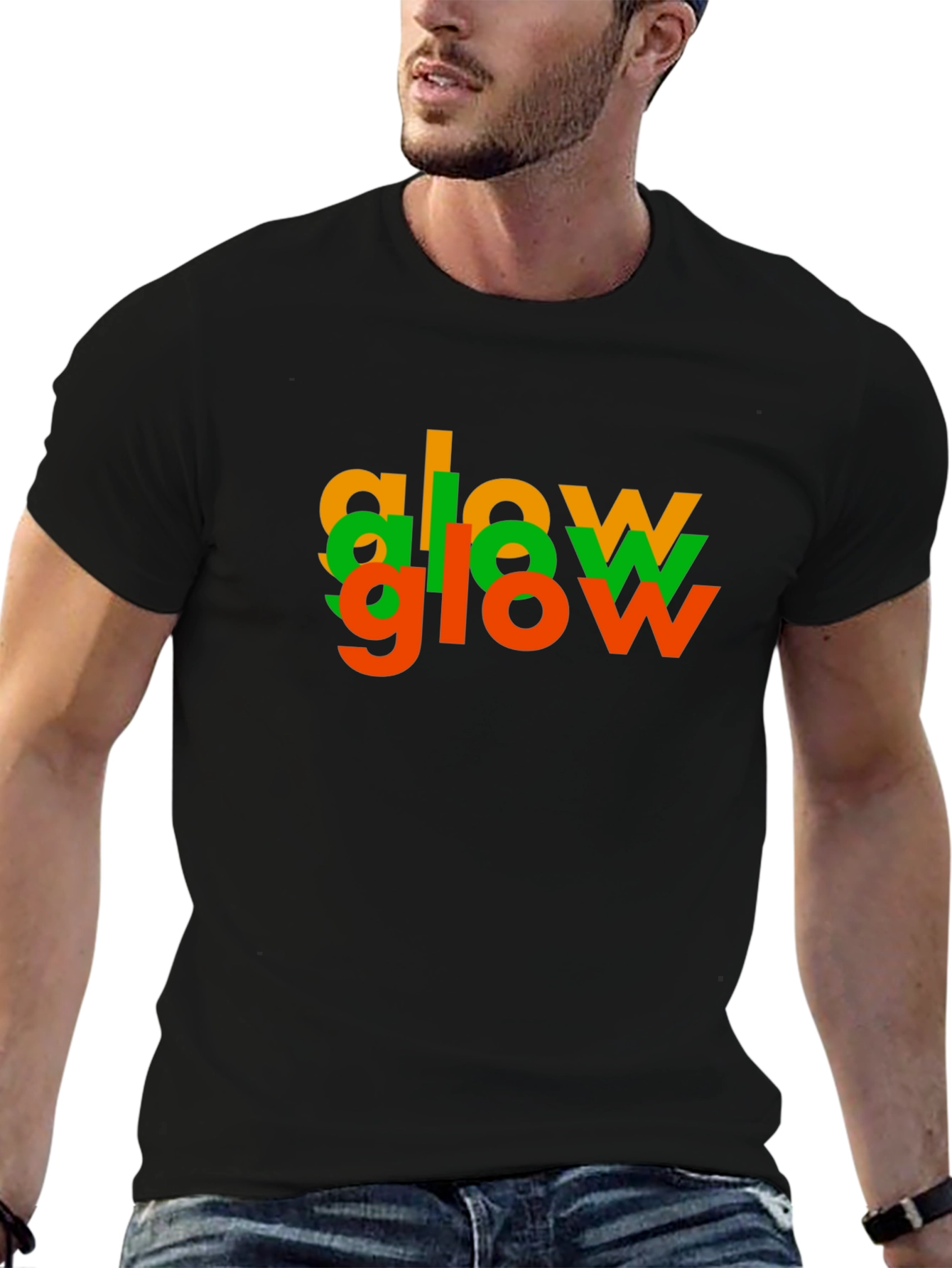 Glow Tri-Color Graphic Tee - Modern Black T-Shirt