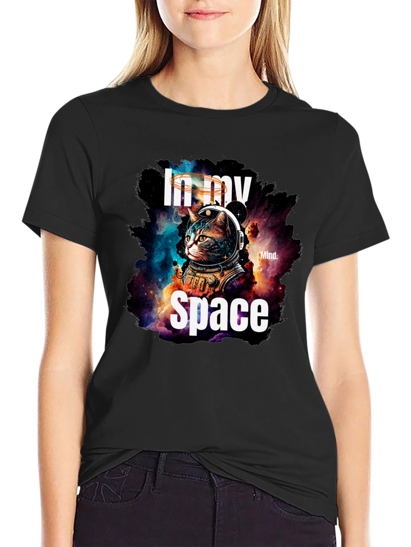 In My Space Cat Astronaut Graphic T-Shirt