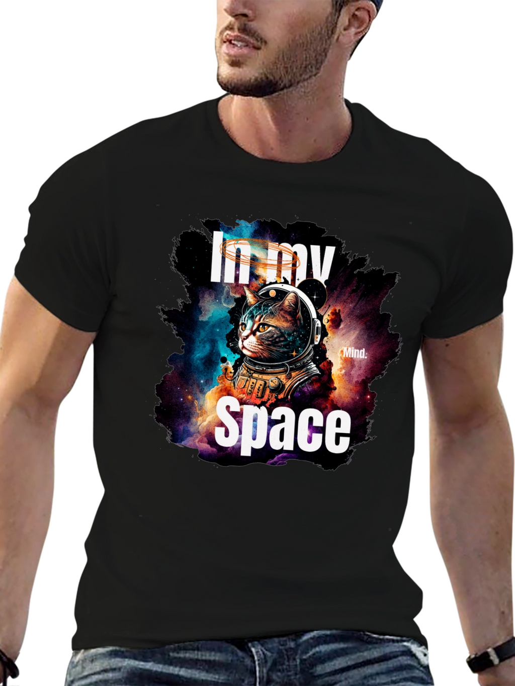 In My Space Cat Astronaut Graphic T-Shirt