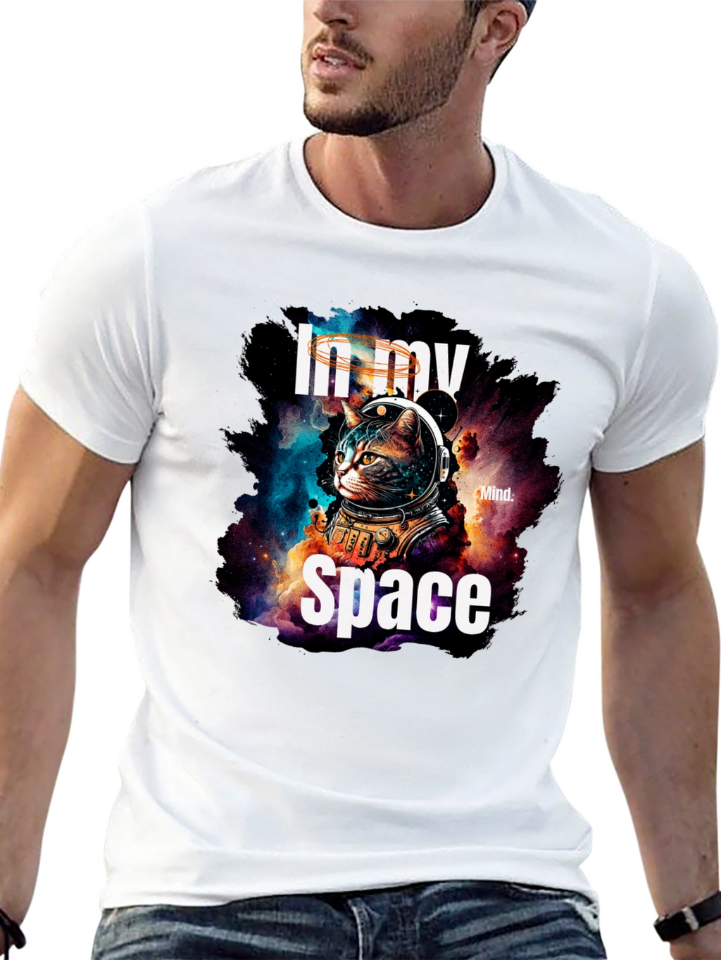 In My Space Cat Astronaut Graphic T-Shirt