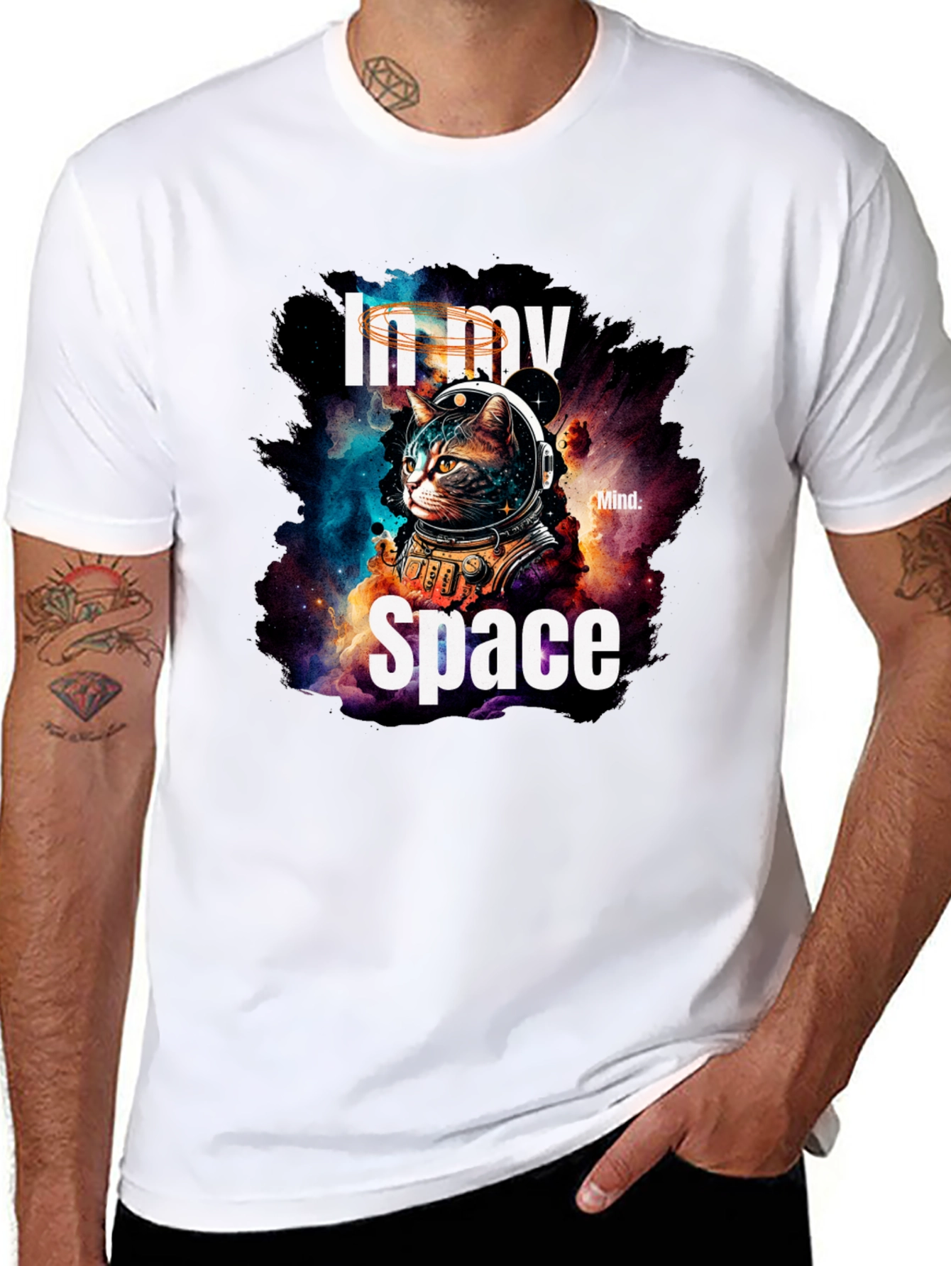 In My Space Cat Astronaut Graphic T-Shirt