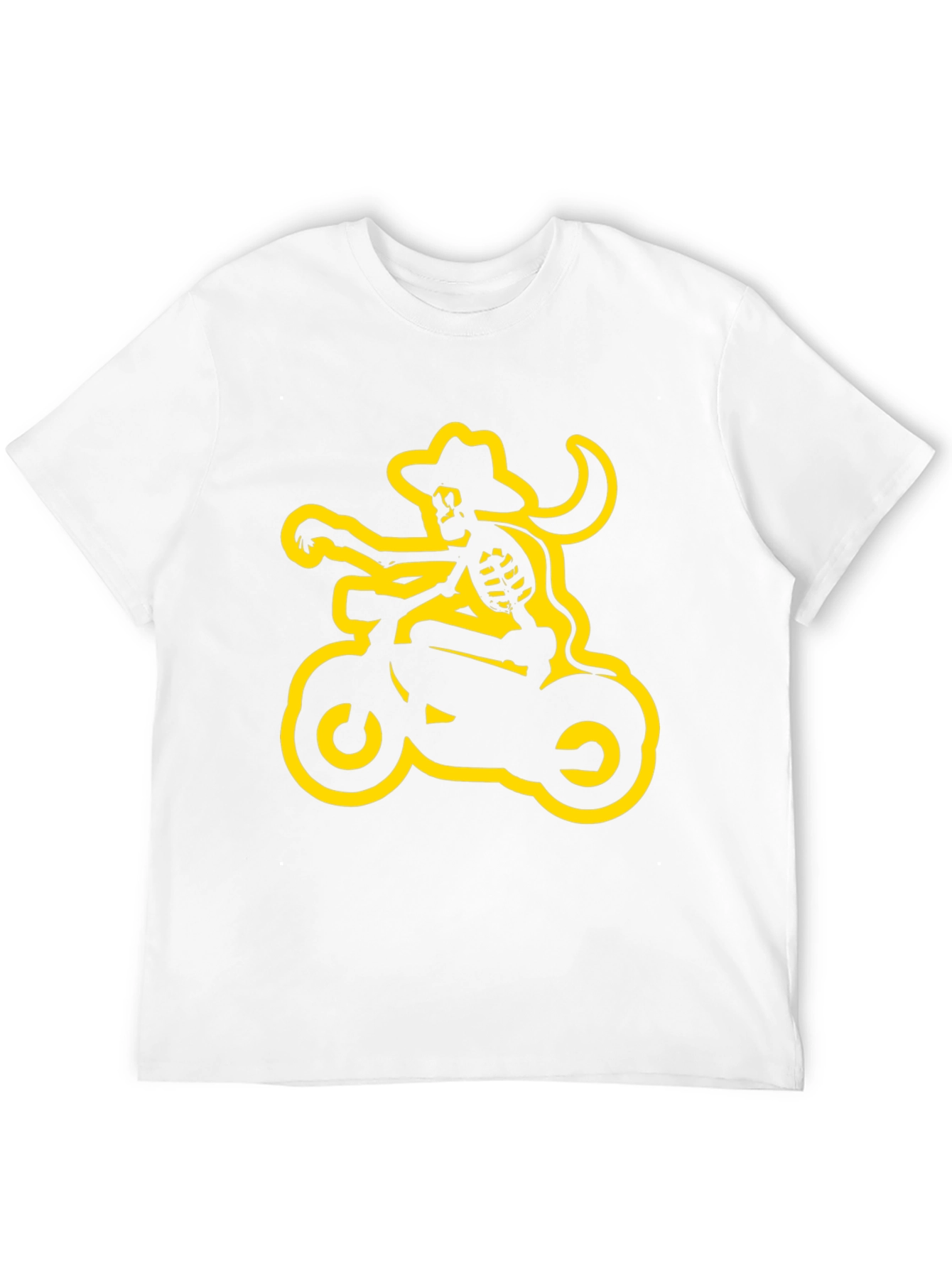 Skeleton Cowboy Biker Graphic Tee - Black