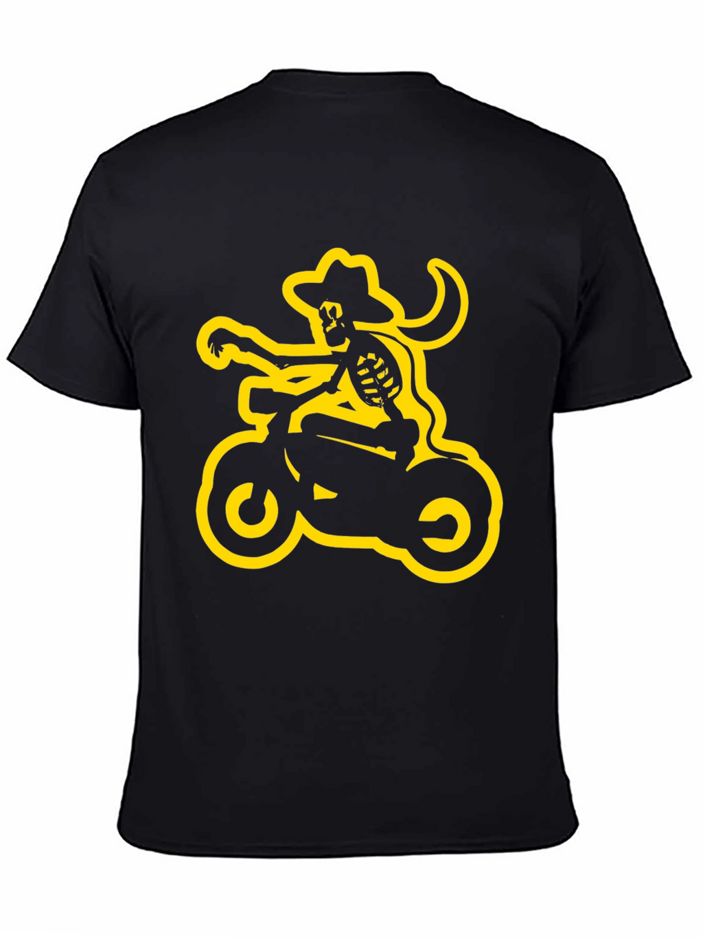 Skeleton Cowboy Biker Graphic Tee - Black