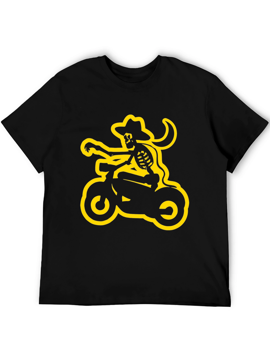 Skeleton Cowboy Biker Graphic Tee - Black