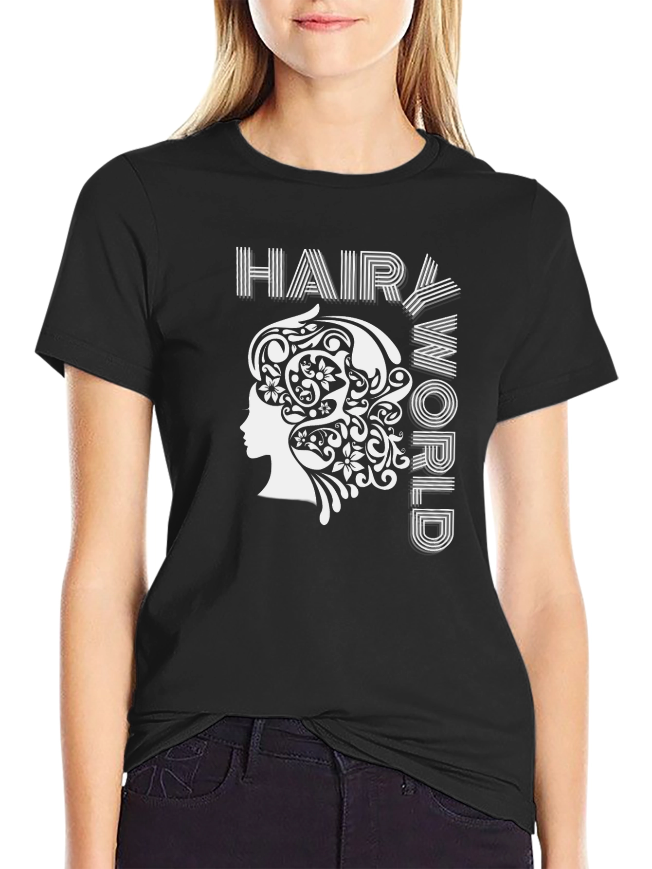 Hair World Graphic Tee - Unisex Black Cotton T-Shirt