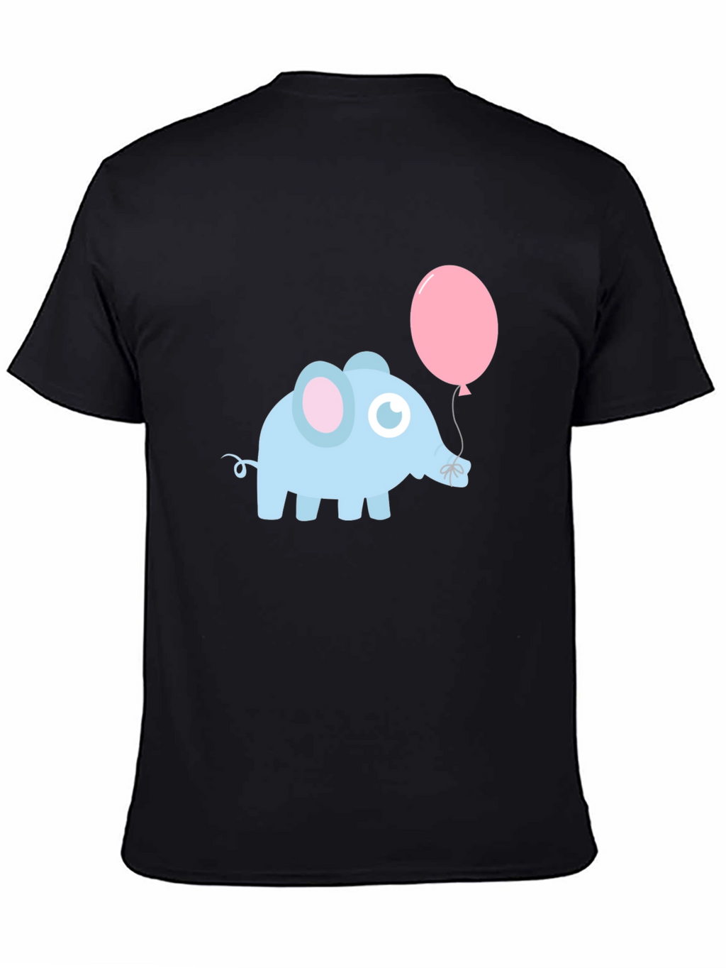 Cute Elephant with Balloon Black T-Shirt