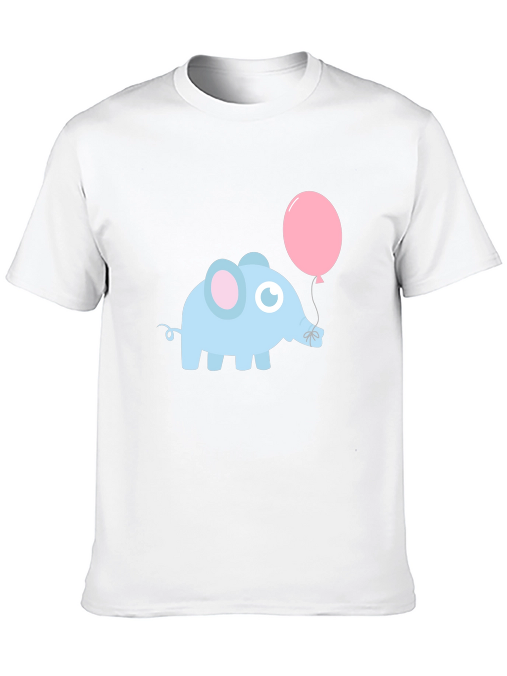 Cute Elephant with Balloon Black T-Shirt