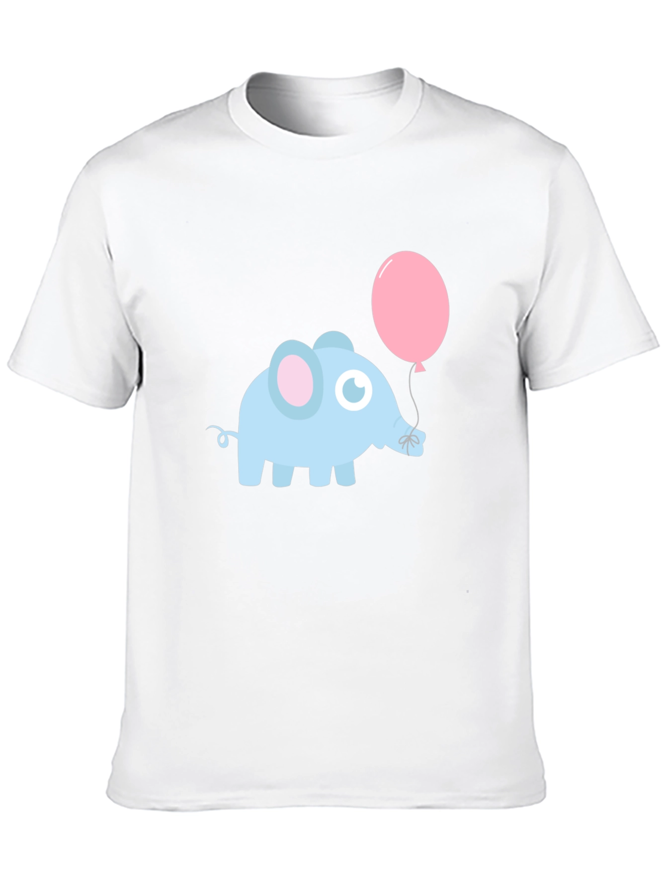 Cute Elephant with Balloon Black T-Shirt