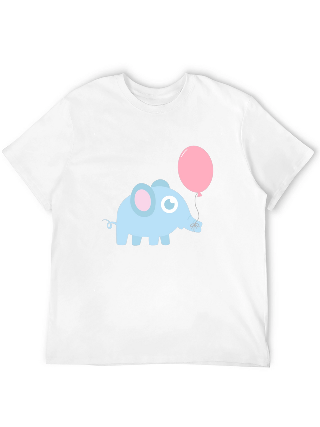 Cute Elephant with Balloon Black T-Shirt