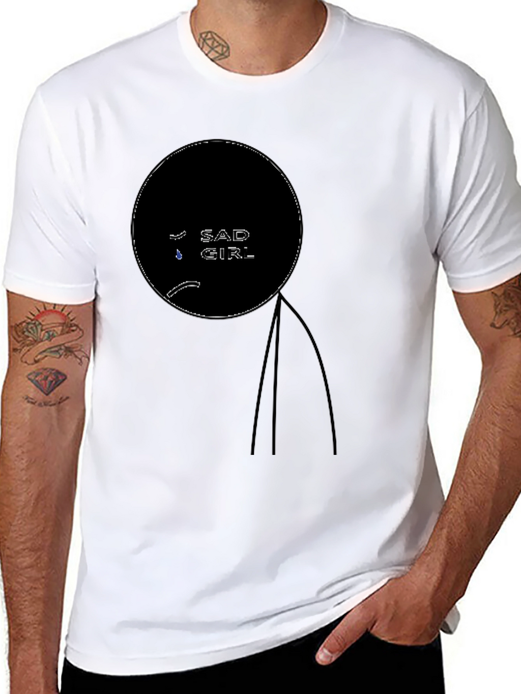 Sad Girl Graphic Tee - Stylish Black T-Shirt