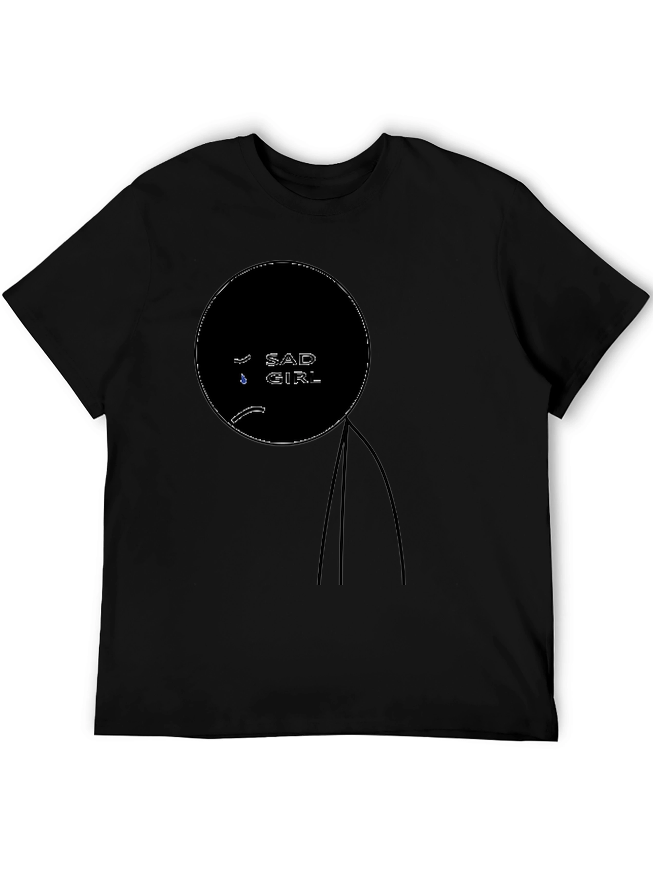 Sad Girl Graphic Tee - Stylish Black T-Shirt