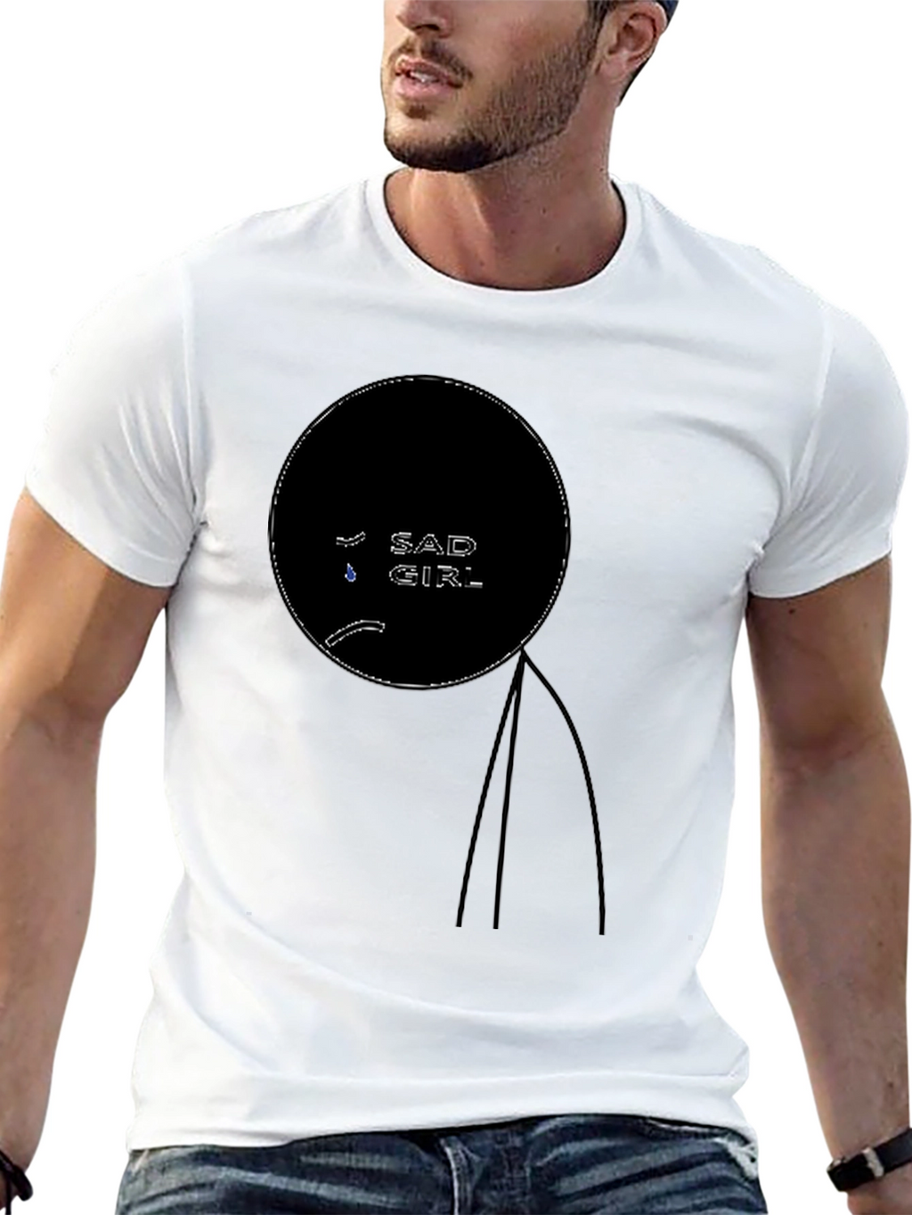 Sad Girl Graphic Tee - Stylish Black T-Shirt