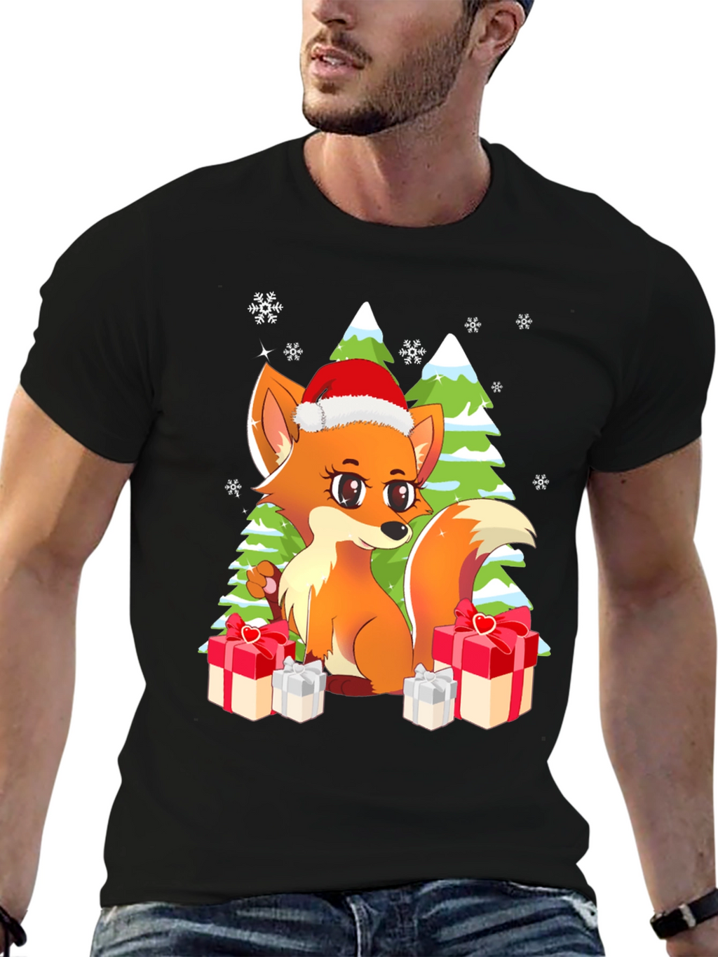 Festive Fox Graphic Tee - Holiday Gift
