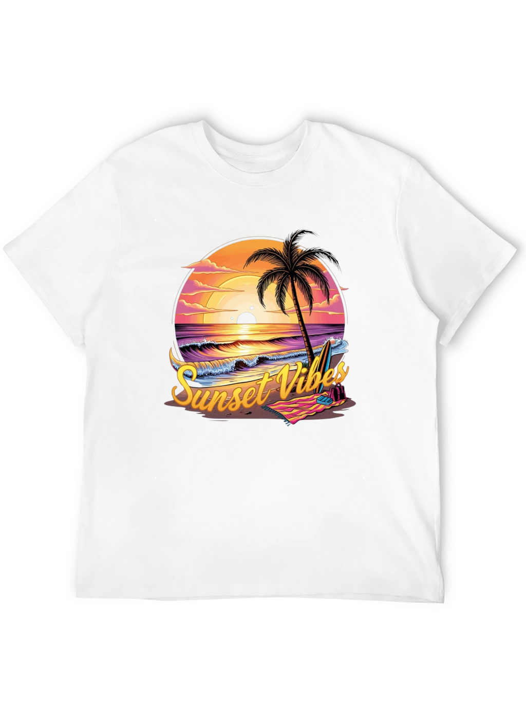 Sunset Vibes Graphic Tee - Beach Palm Tree