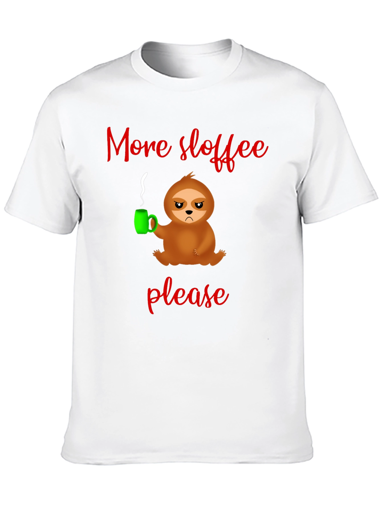 More Sloffee Please Sloth Graphic Tee - Black Cotton T-Shirt