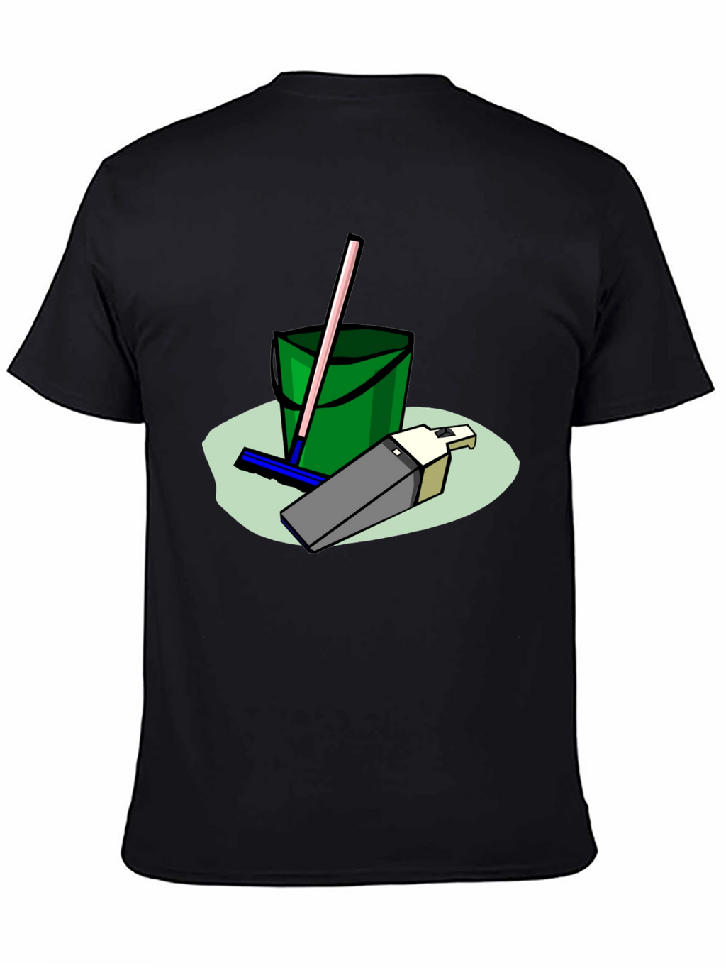 Cleaning Crew T-Shirt - Cartoon Bucket & Mop Tee