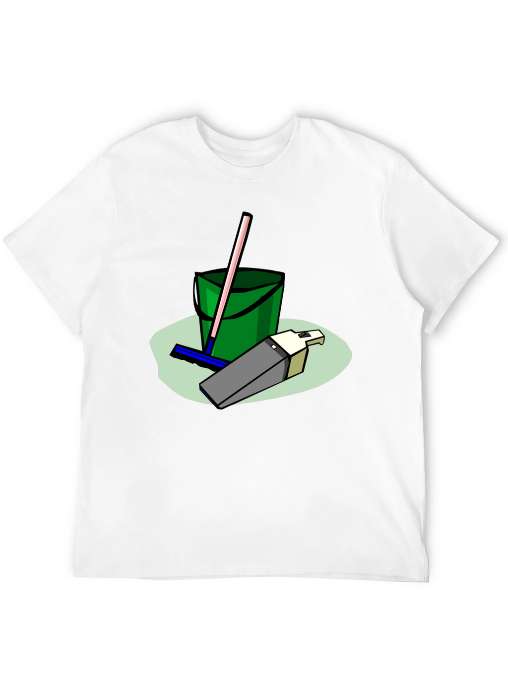 Cleaning Crew T-Shirt - Cartoon Bucket & Mop Tee