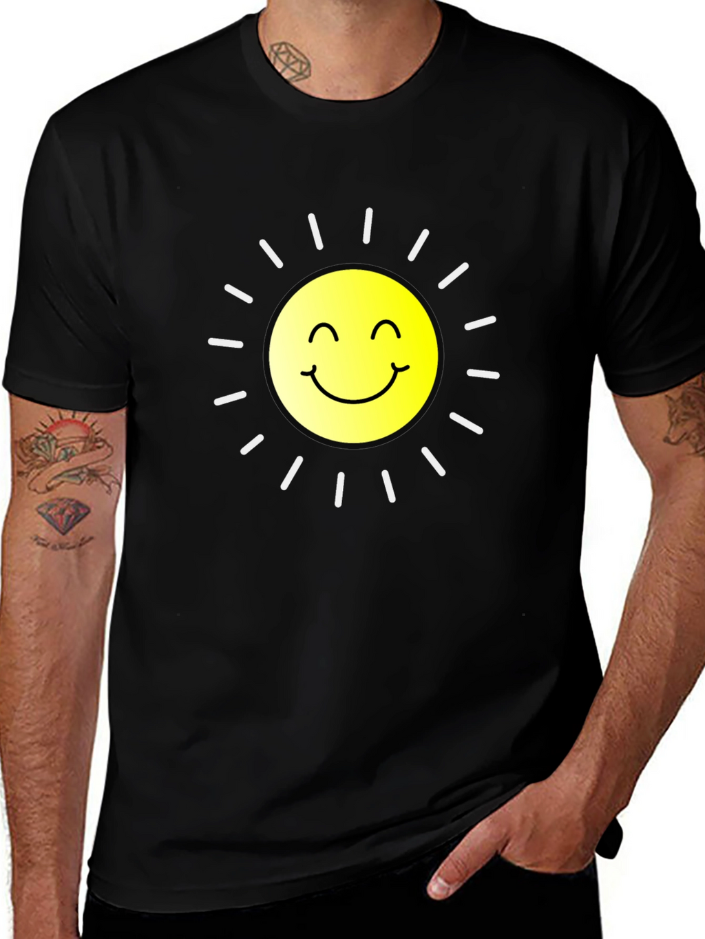 Smiling Sun Graphic Black T-Shirt