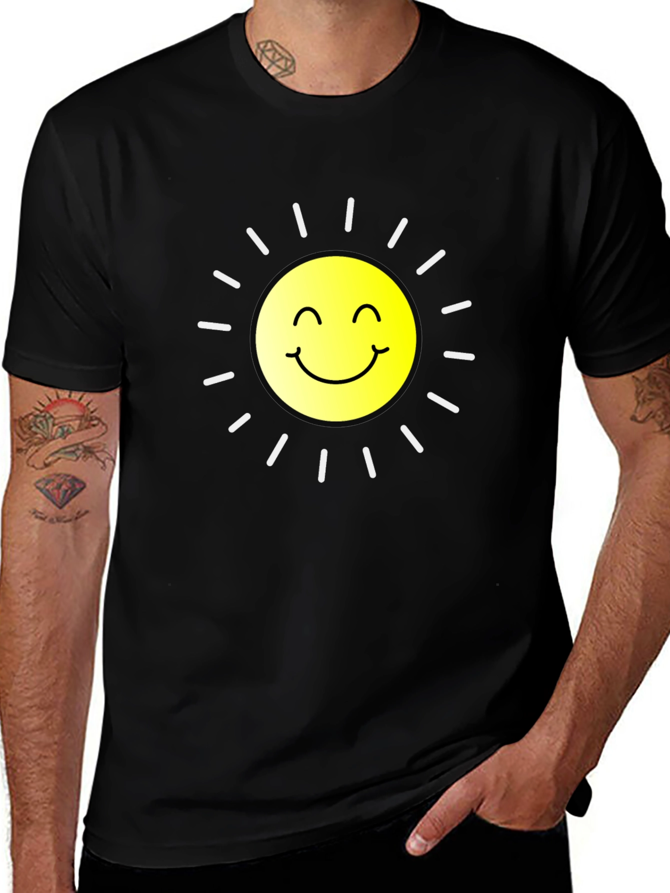 Smiling Sun Graphic Black T-Shirt