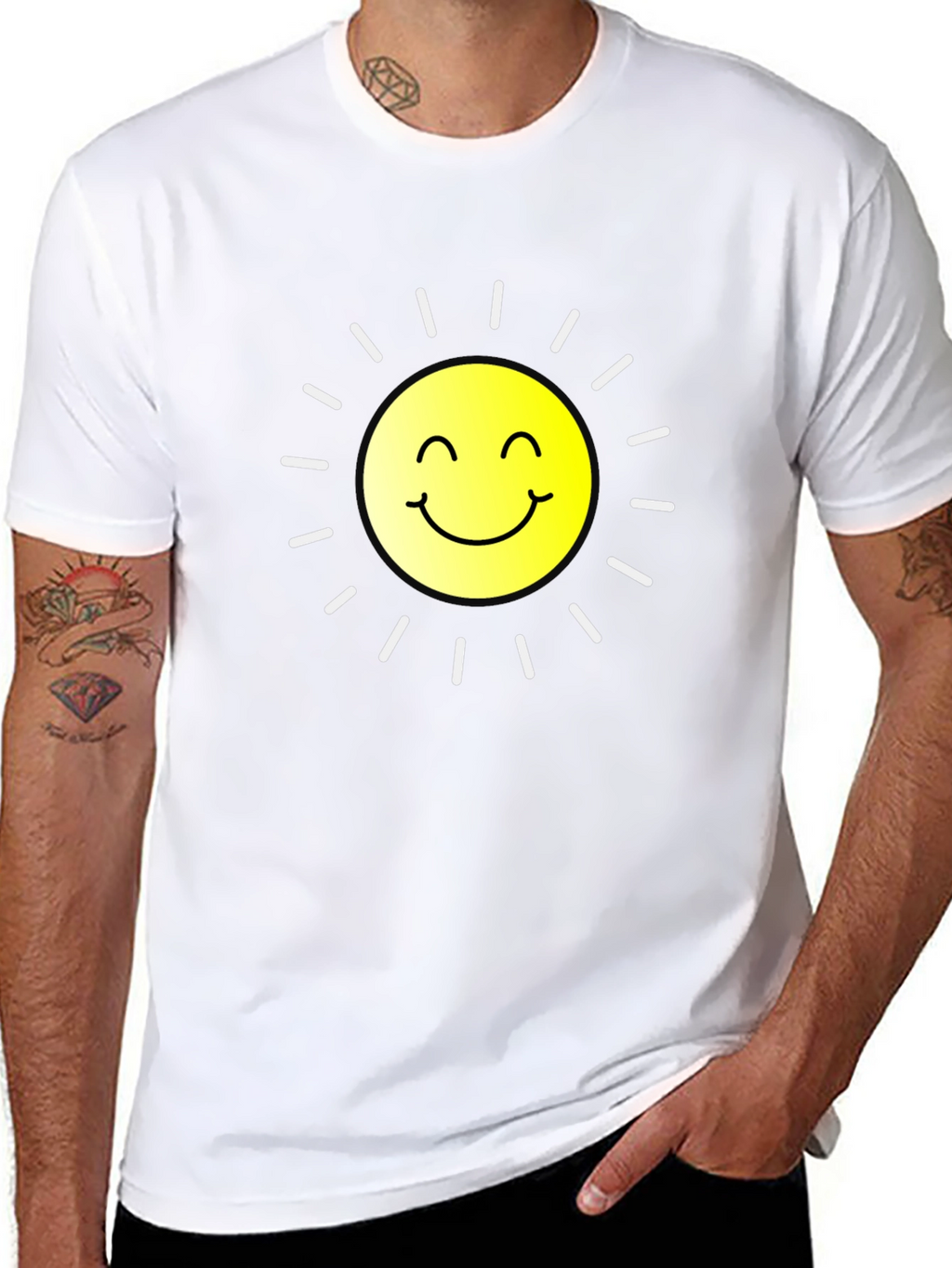 Smiling Sun Graphic Black T-Shirt