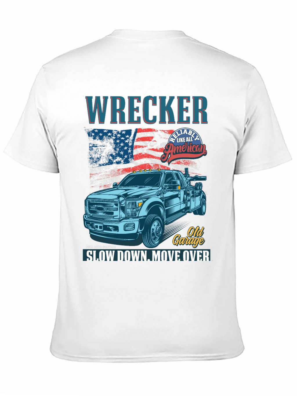 Wrecker Tow Truck American Flag Graphic T-Shirt