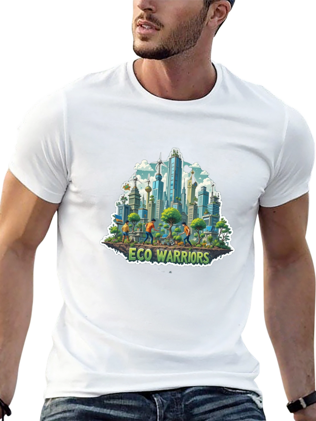 Eco Warriors Graphic Tee - Cityscape Design